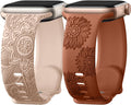 Odbeai Floral Engraved Band Compatible with Apple Watch Bands - Soft