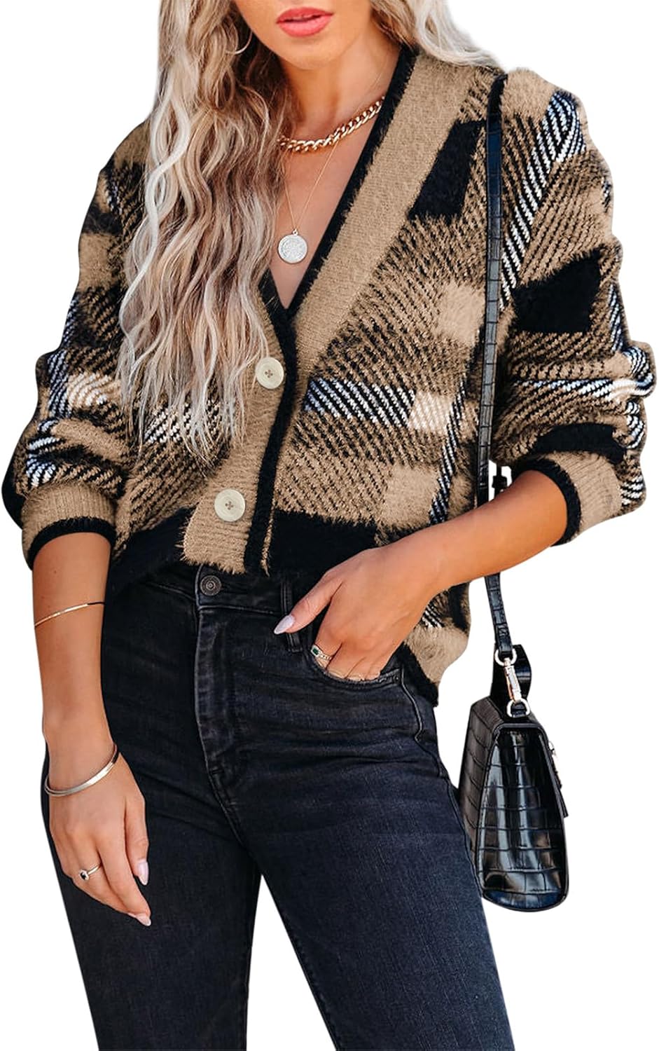 Imily Bela Womens Cardigan Sweaters Cozy Long Sleeve V Neck
