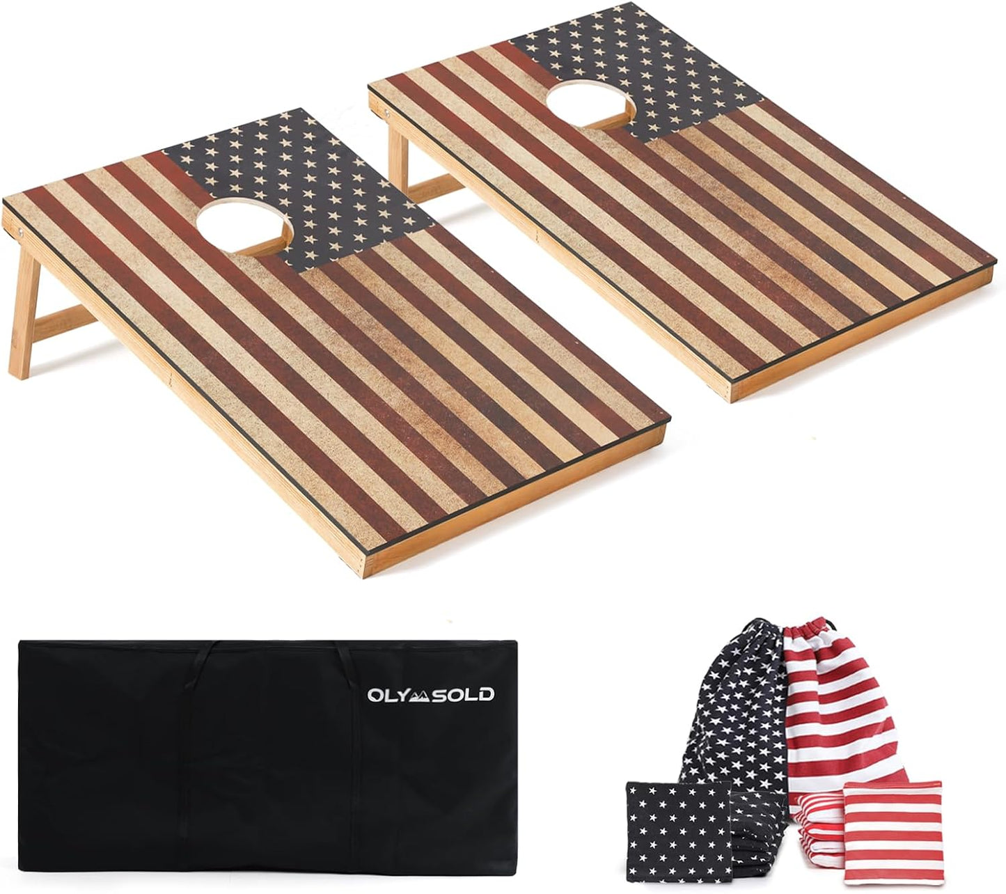 Regulation Cornhole Set with Classic American Flag Design