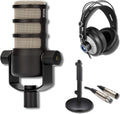 PodMic Dynamic Podcast Microphone with Stand and Headphones