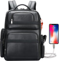 BOPai 40L Business Leather Laptop Backpack - Smart USB Charging
