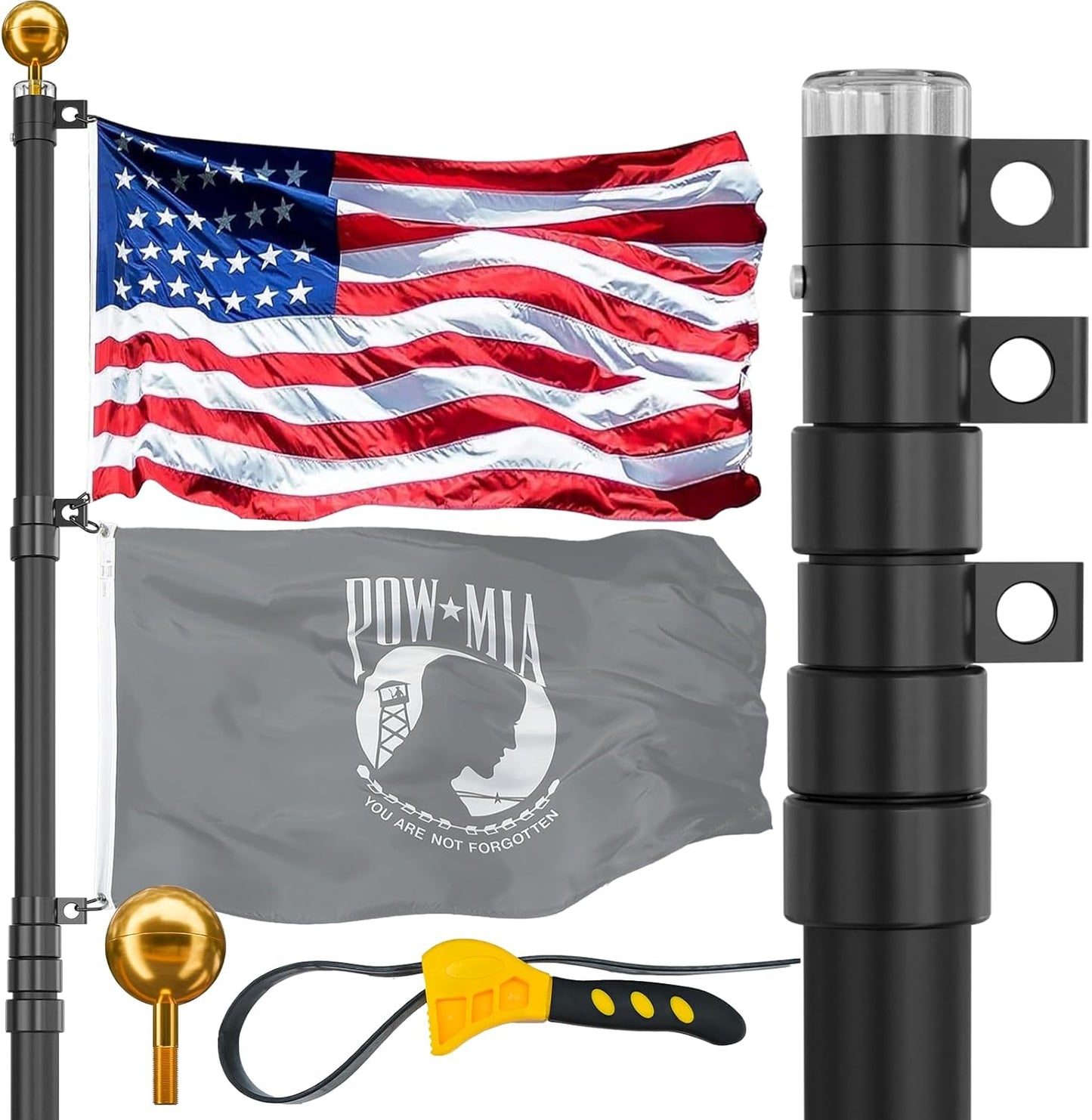 20FT Telescoping Flag Pole for Outside House - Durable & Easy Use