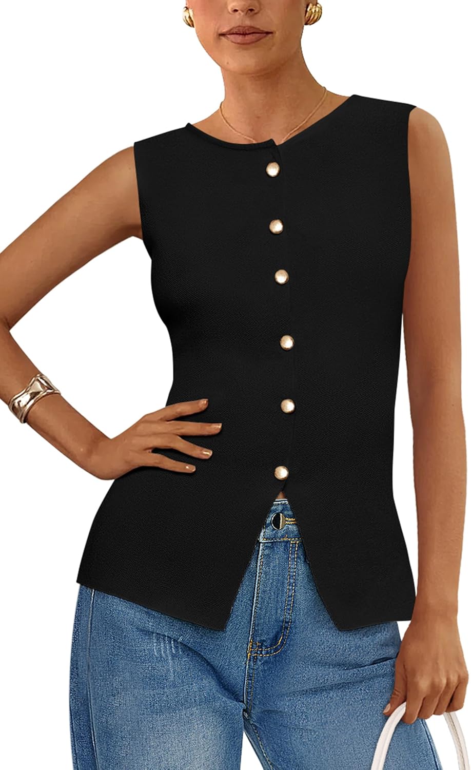 PRETTYGARDEN Women's Sweater Vest Button Down Summer Tank Tops