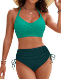 Blooming Jelly High Waisted Bikini Set - Tummy Control & Crisscross We