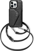LUCKYCOIN iPhone 15 Pro Leather Wallet Case Crossbody - Hands-Free