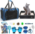 Pet Carrier Bag Soft-Sided Cat Travel Litter Box Kit - Portable