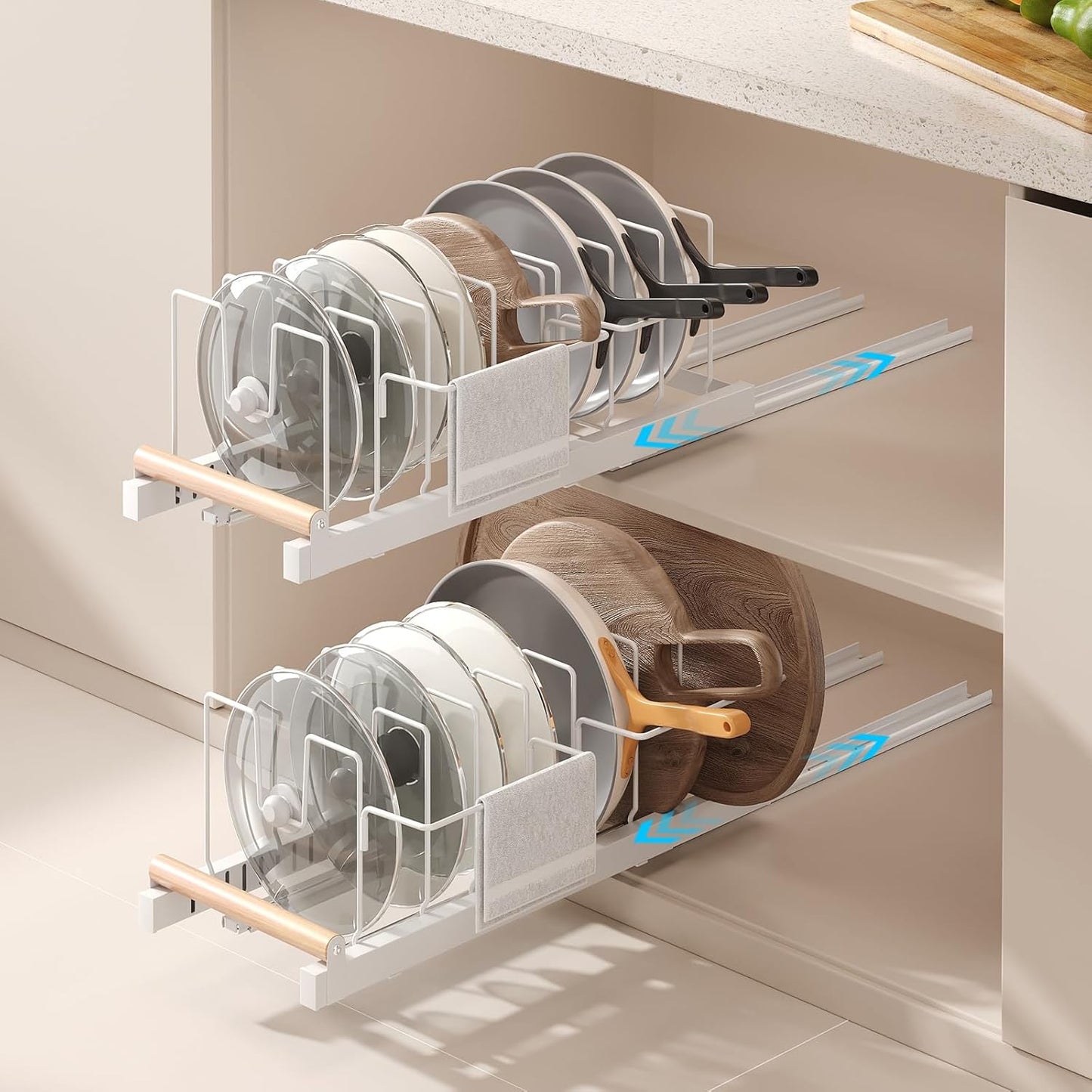 Magheo 2 Pack Pull Out Pots and Pans Organizer Under Cabinet