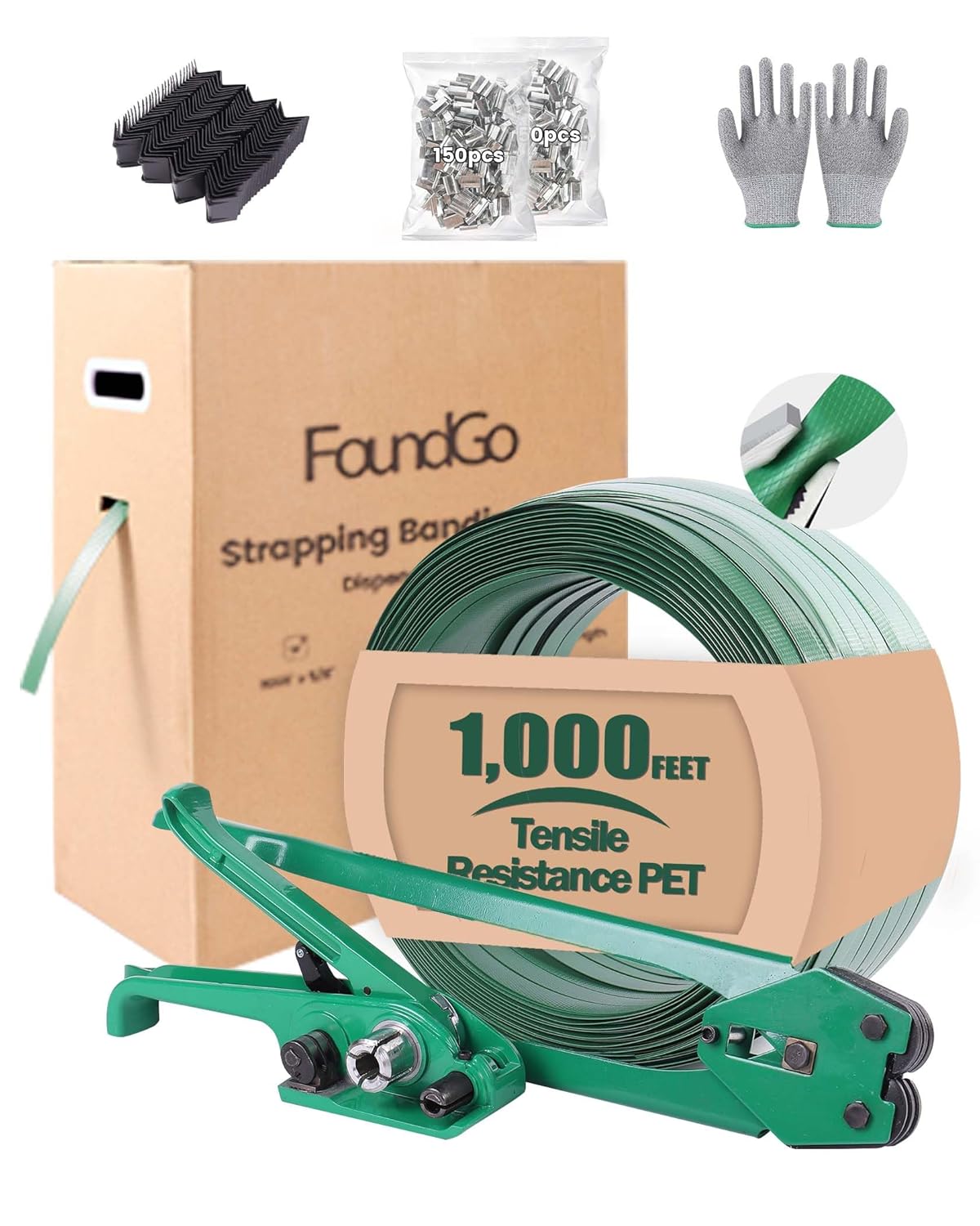 FoundGo PET Banding Strapping Kit for Heavy Duty Packaging