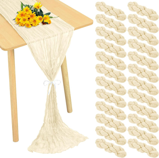 Elegant 24 Pack Cheesecloth Table Runner for Weddings and Parties