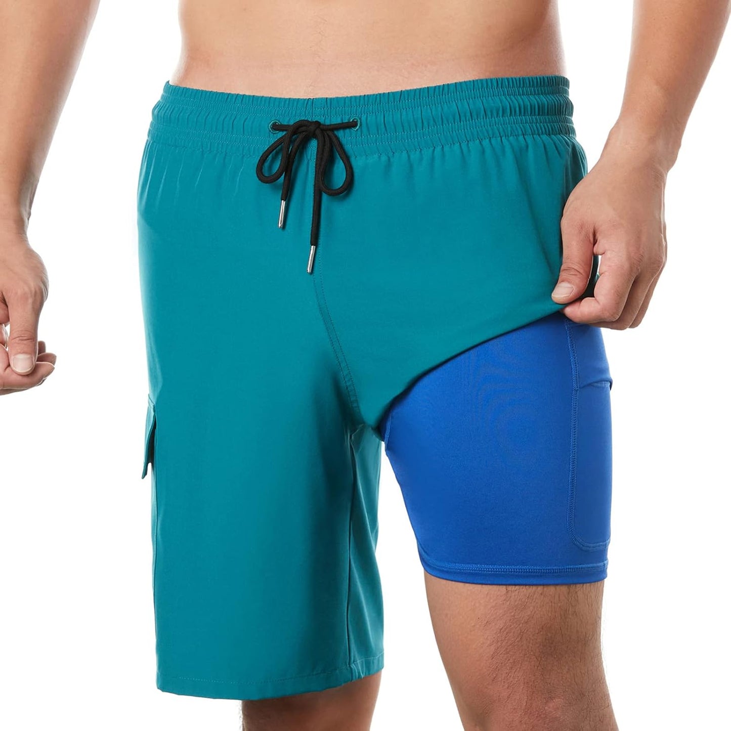 BRISIRA Mens Swim Trunks with Compression Liner for Comfort