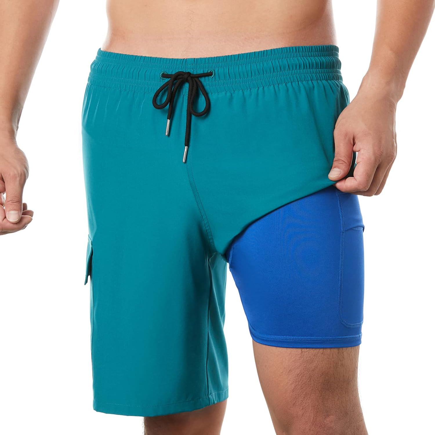BRISIRA Mens Swim Trunks with Compression Liner for Comfort