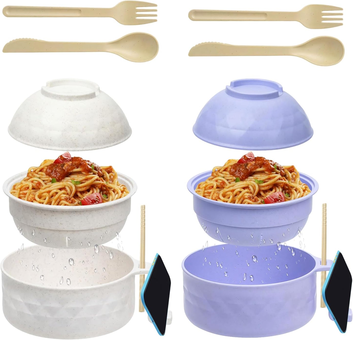 Portable Ramen Cooker with Phone Holder - Set of 2