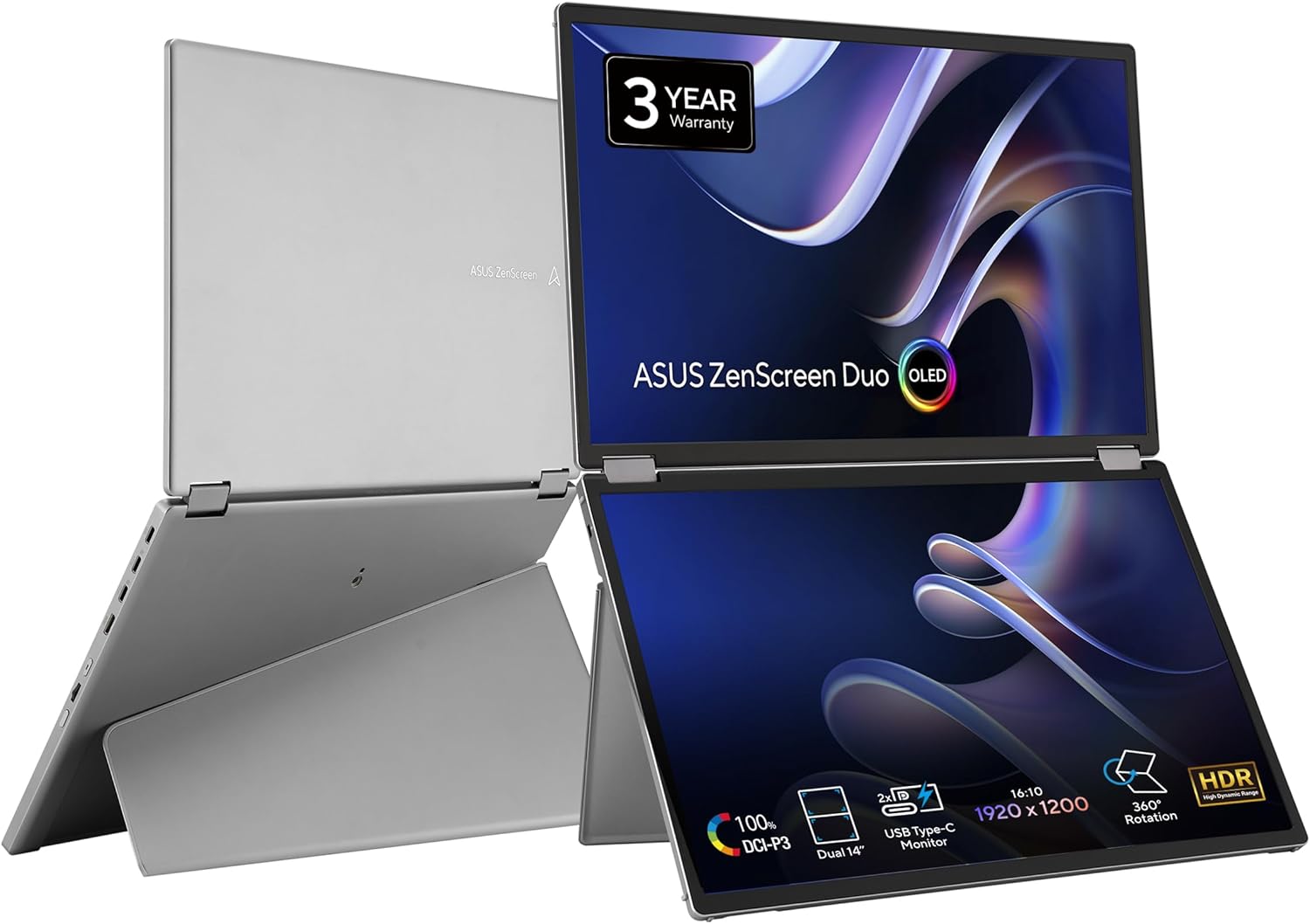 ASUS ZenScreen Duo OLED 14-inch Portable Monitor for Creatives