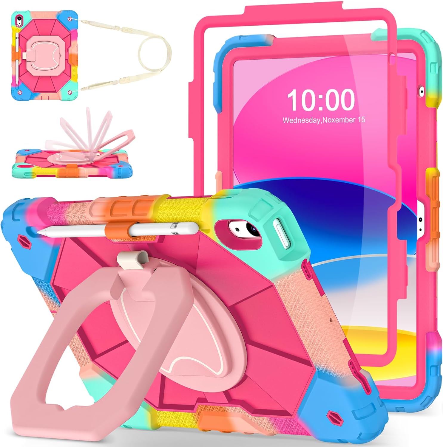 WESOROL iPad Case 10th Gen with Rotating Stand & Pencil Holder