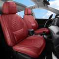 Leather Car Seat Covers 5 Seats Red - Breathable Waterproof Fit