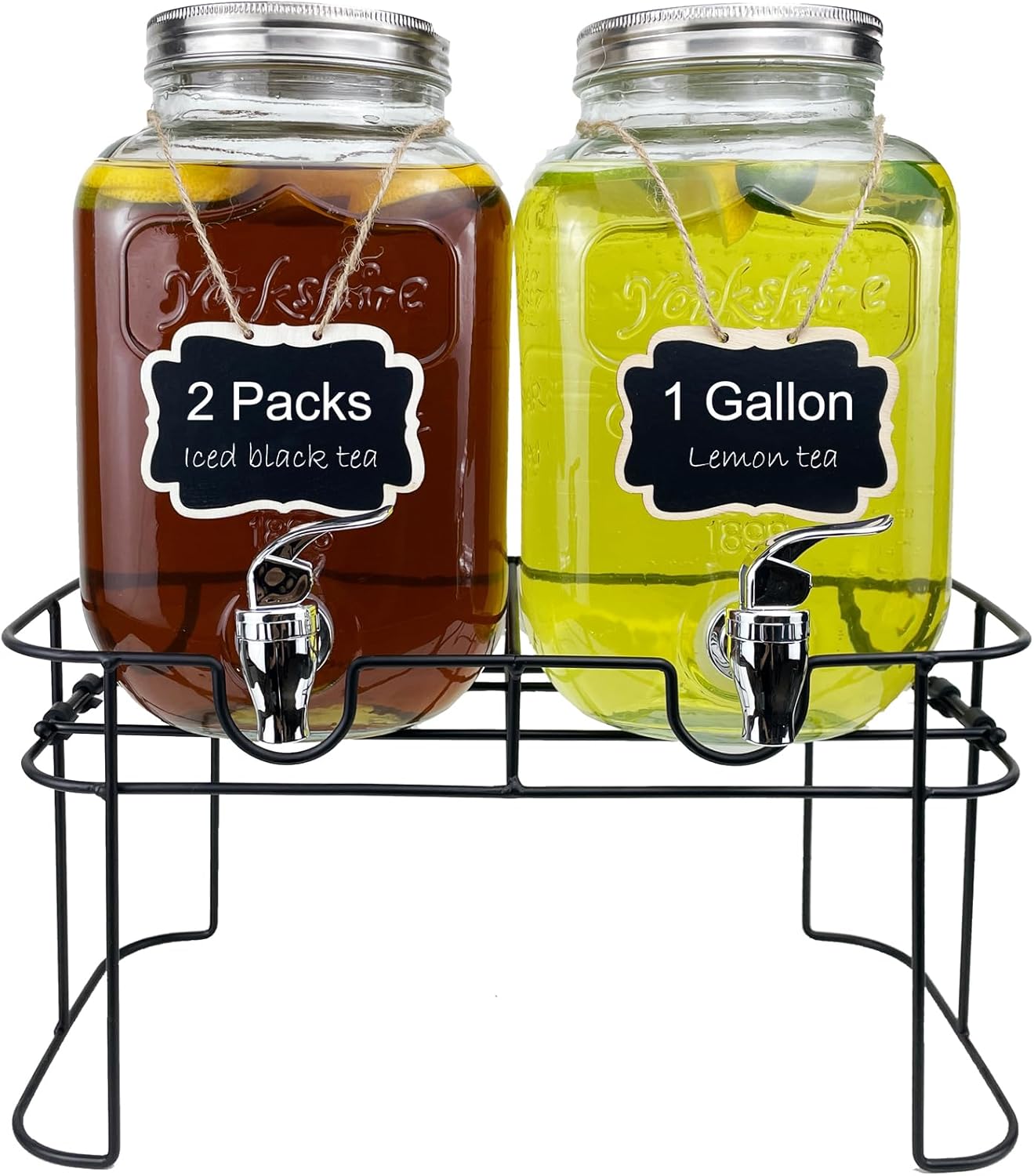 1 Gallon Glass Drink Dispenser for Parties with Stand and Spigot