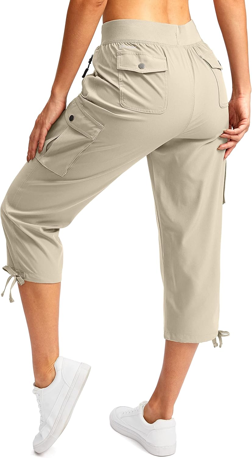 Soothfeel Women's Cargo Capris Pants for Hiking and Travel