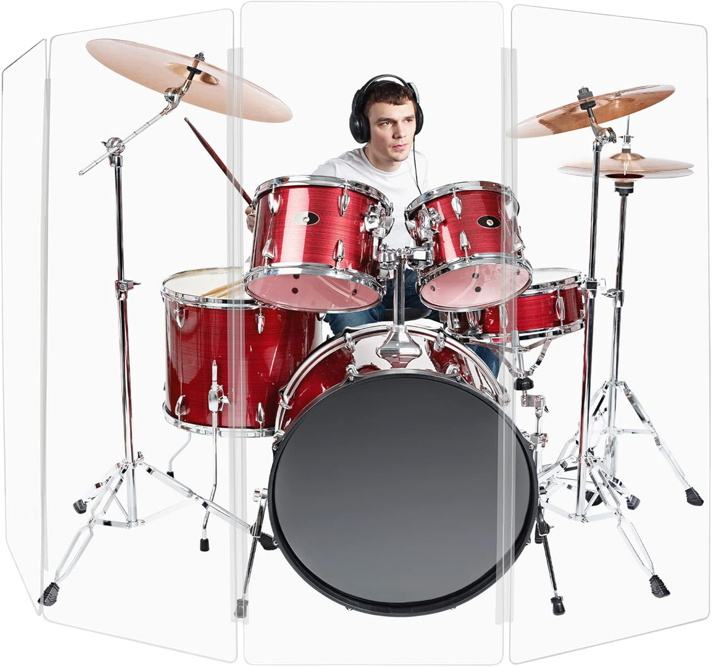 PENNZONI 5ft Drum Shield with Plastic Hinges for Sound Control