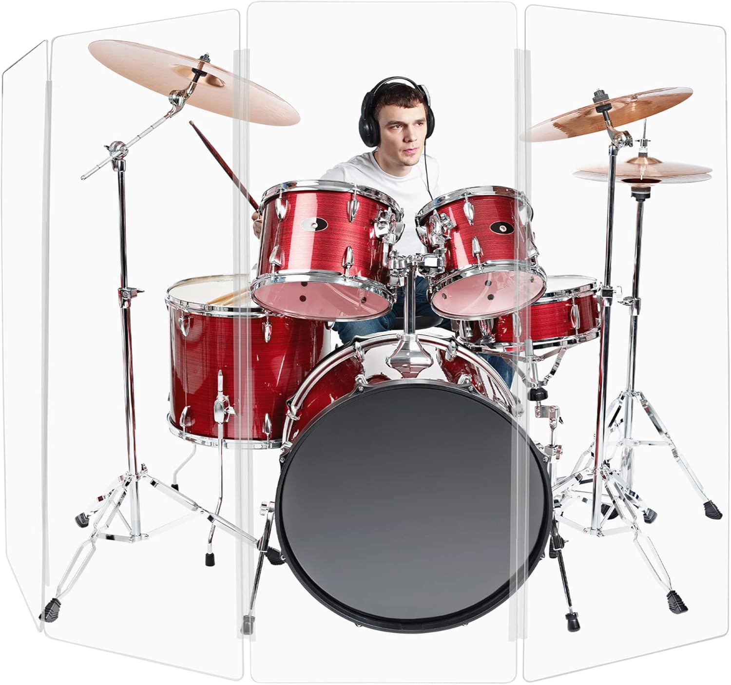 PENNZONI 5ft Drum Shield with Plastic Hinges for Sound Control