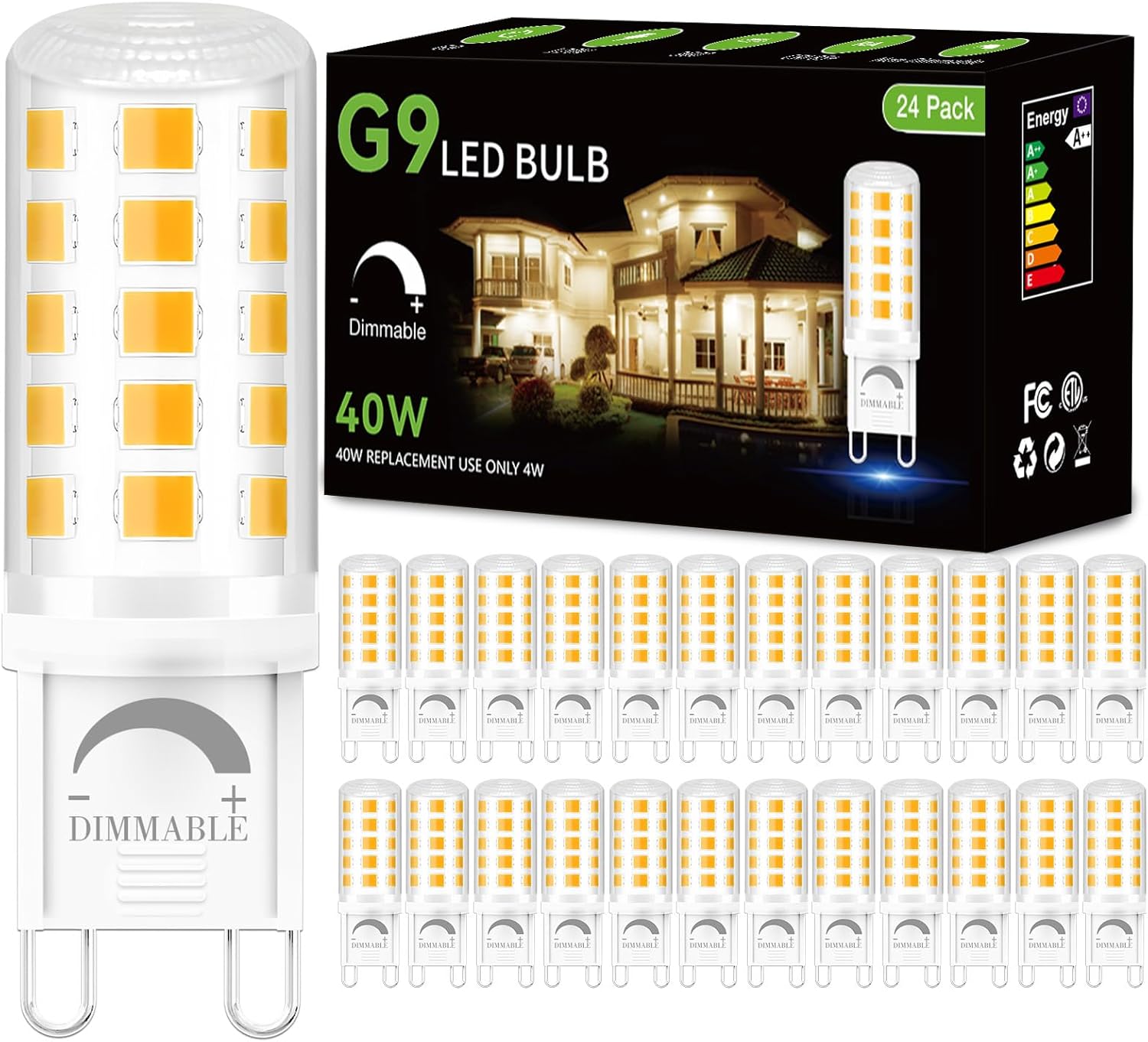 Dimmable G9 LED Bulb 4W 24 Pack for Chandelier Lighting