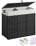 Greenstell Laundry Hamper with Lid 130L - Foldable Two-Section Basket