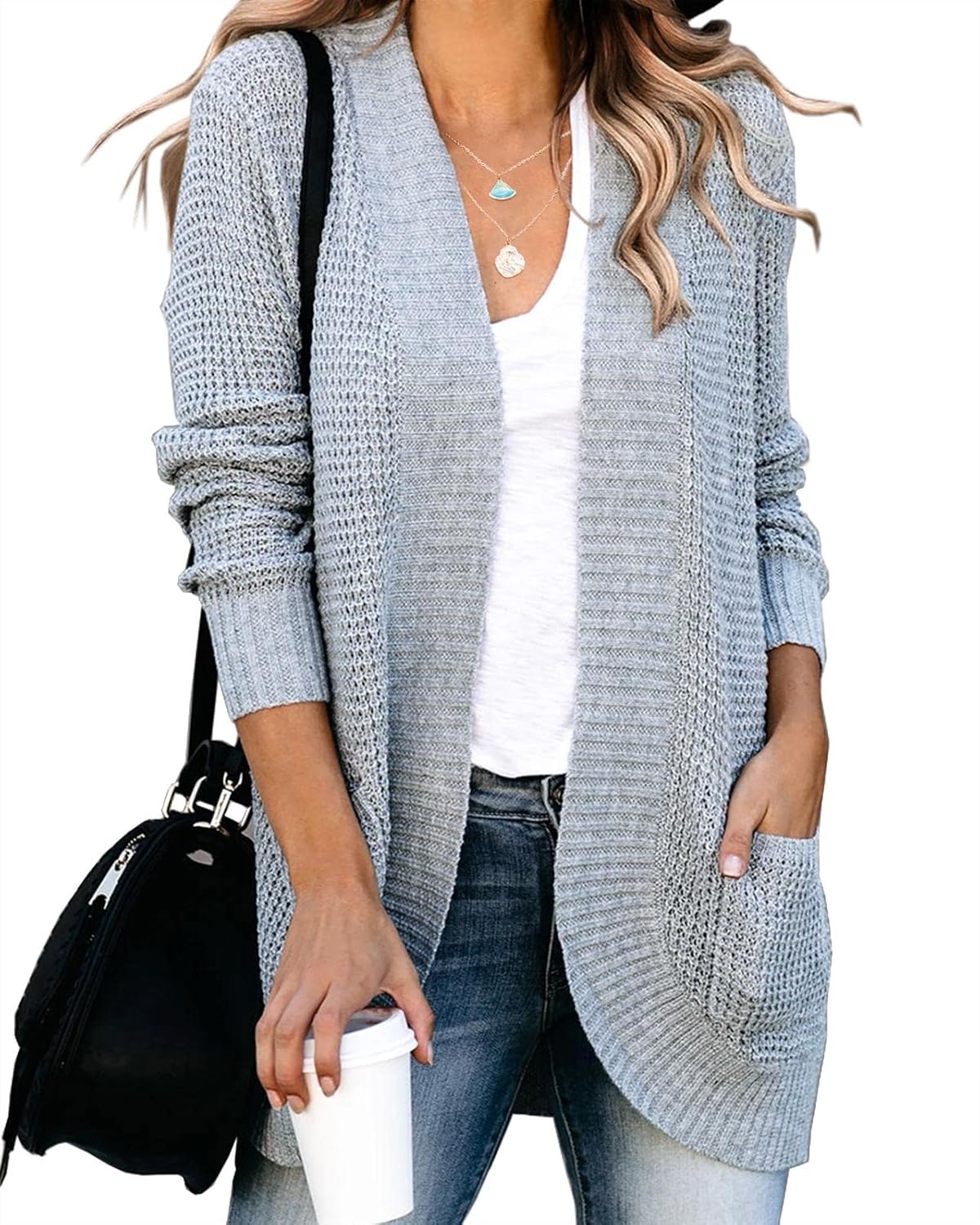 Saodimallsu Womens Loose Open Front Cardigan for Casual Style