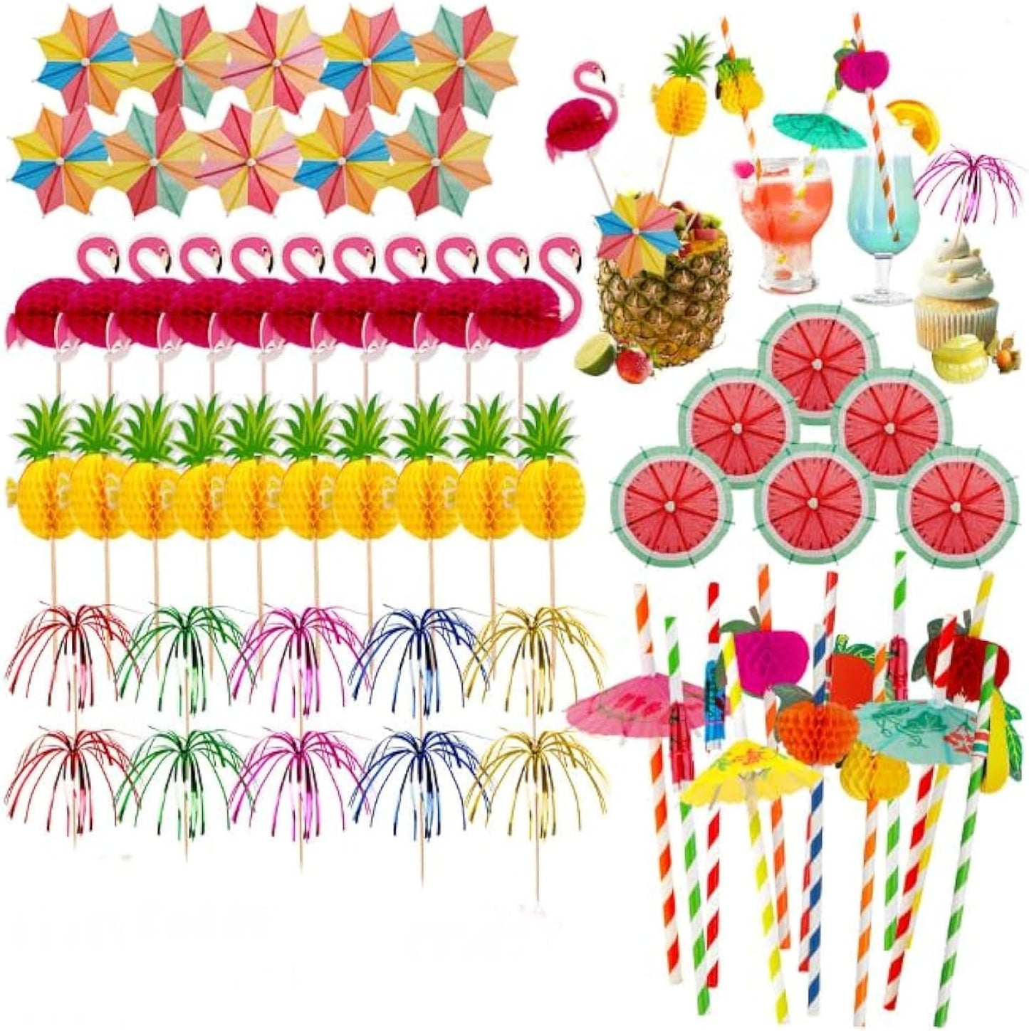 Tropical Cocktail Party Kit - 70pcs Fun Accessories