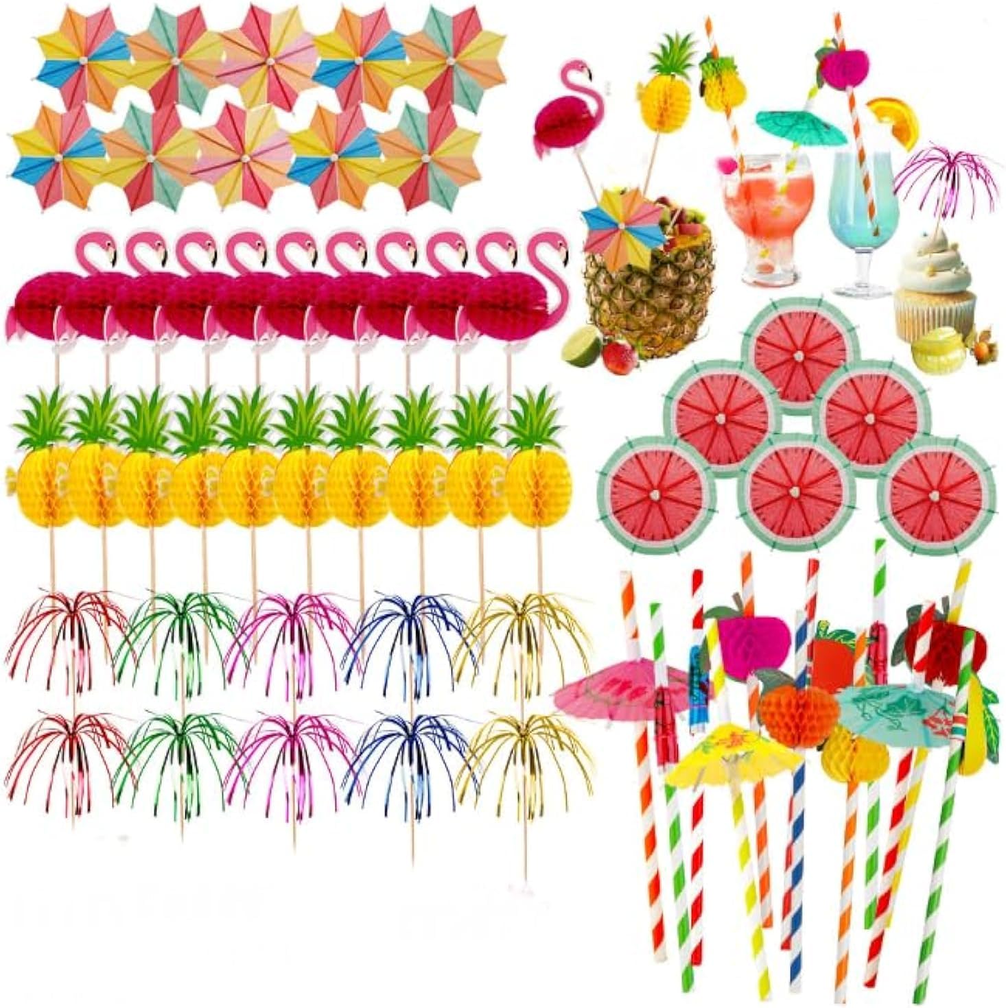 Tropical Cocktail Party Kit - 70pcs Fun Accessories