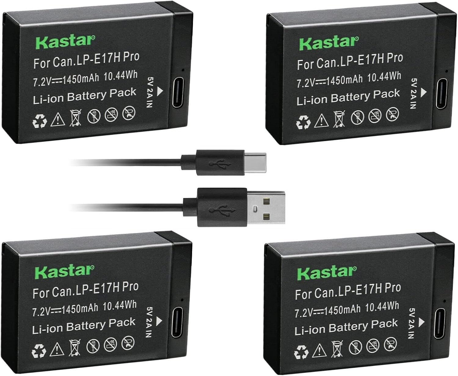 Kastar 4-Pack LP-E17H Pro Battery for Canon Cameras - High Capacity