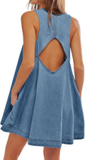 Women's Sleeveless Casual Denim Dress with Pockets for All Occasions