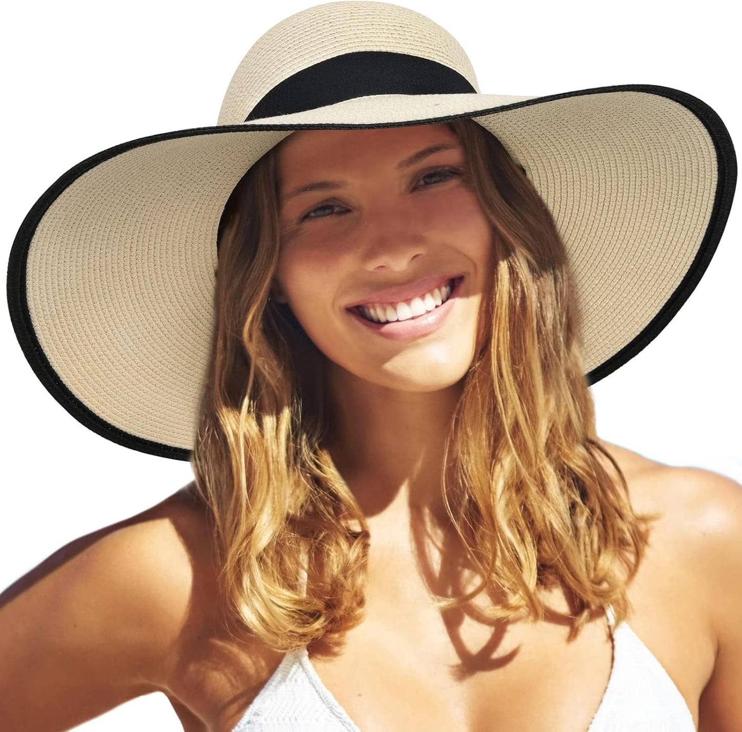 FURTALK Womens Sun Straw Hat Wide Brim UPF 80 for Summer Fun