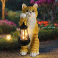 Solar Powered Outdoor Cat Garden Statue - Illuminated Garden Accent