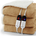 Heated Blanket King Waffle Caramel - Dual Control Sherpa King