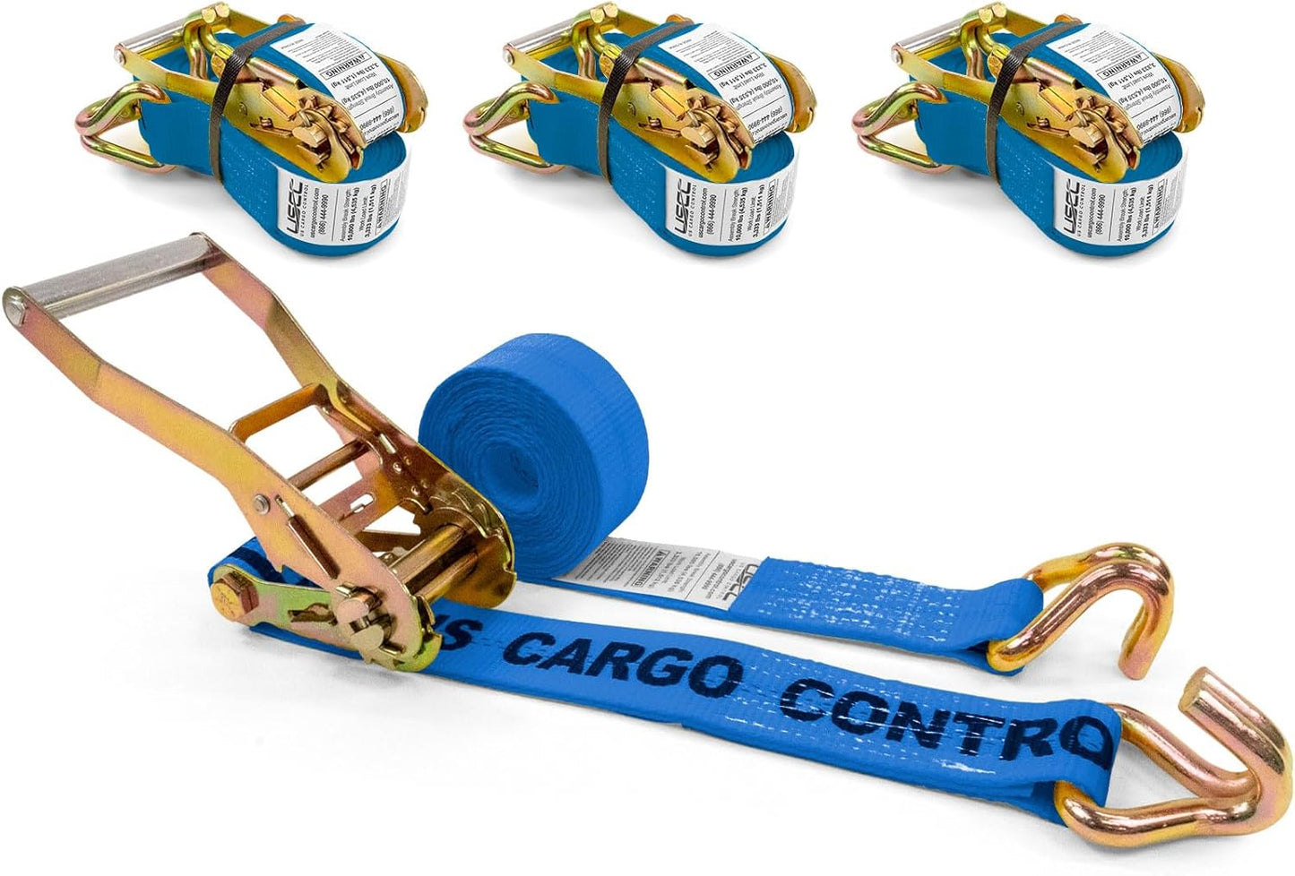 Heavy Duty Ratchet Straps with J Hooks for Secure Cargo Tie Downs