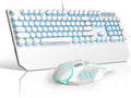 Retro Typewriter Keyboard and Mouse Combo - Cute White Mechanical Set