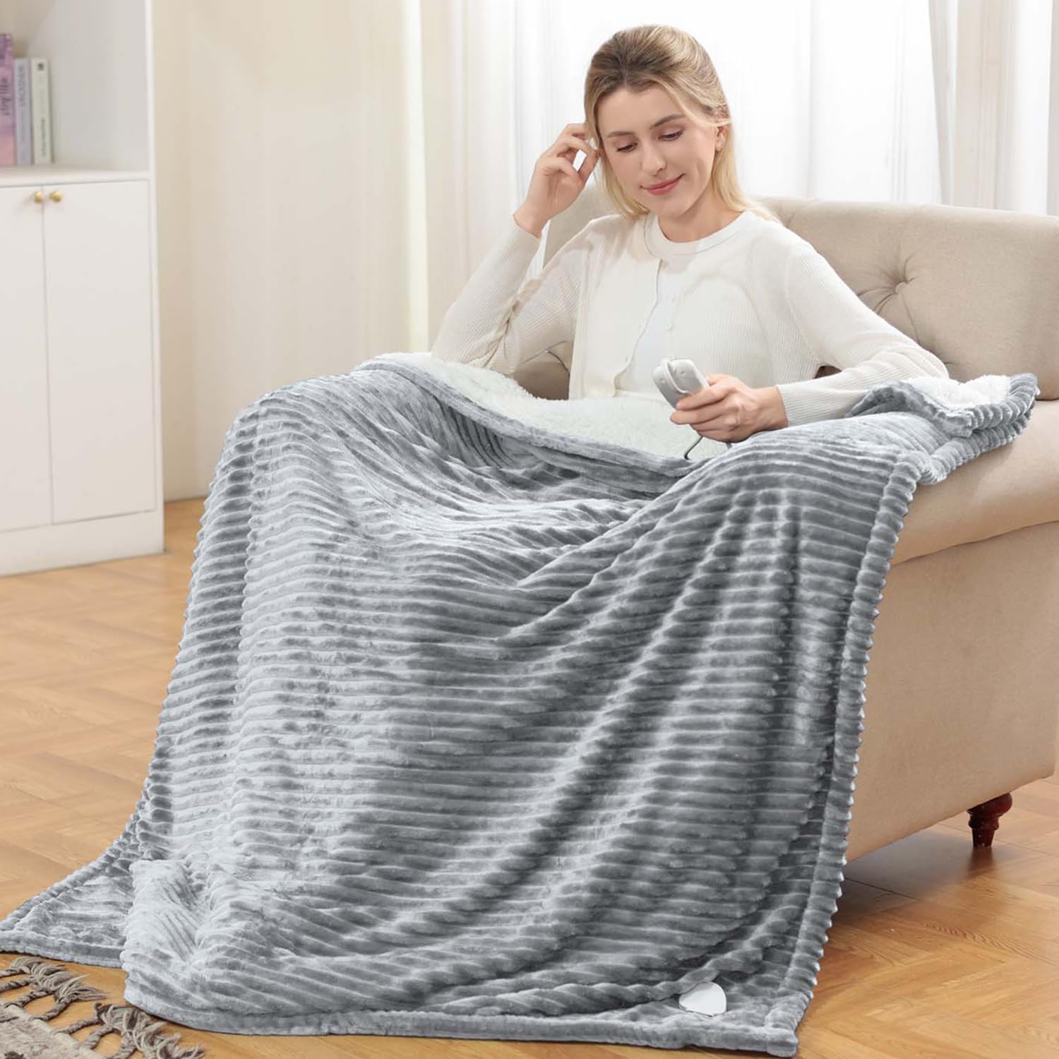 Heated Blanket Electric Throw - Soft Flannel 50 x 60 Warmth