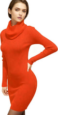 Fitted Ribbed Knit Midi Sweater Dress for Women - Stylish Comfort