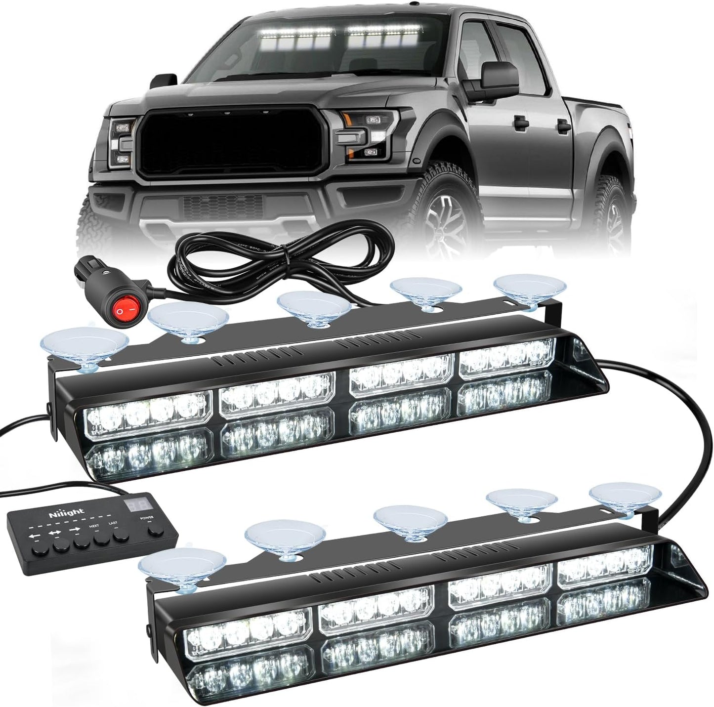 Nilight 32LED Emergency Dash Strobe Lights for Vehicles