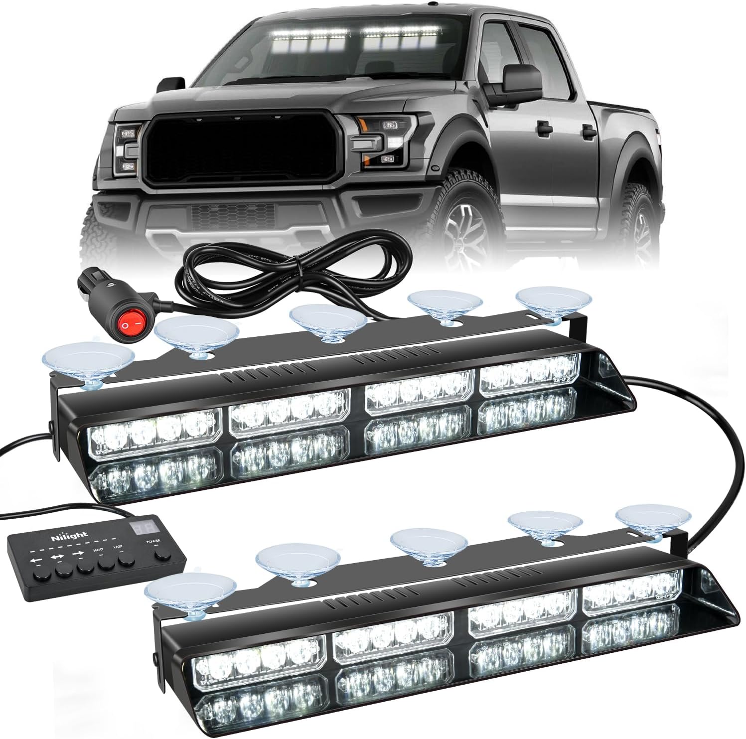 Nilight 32LED Emergency Dash Strobe Lights for Vehicles