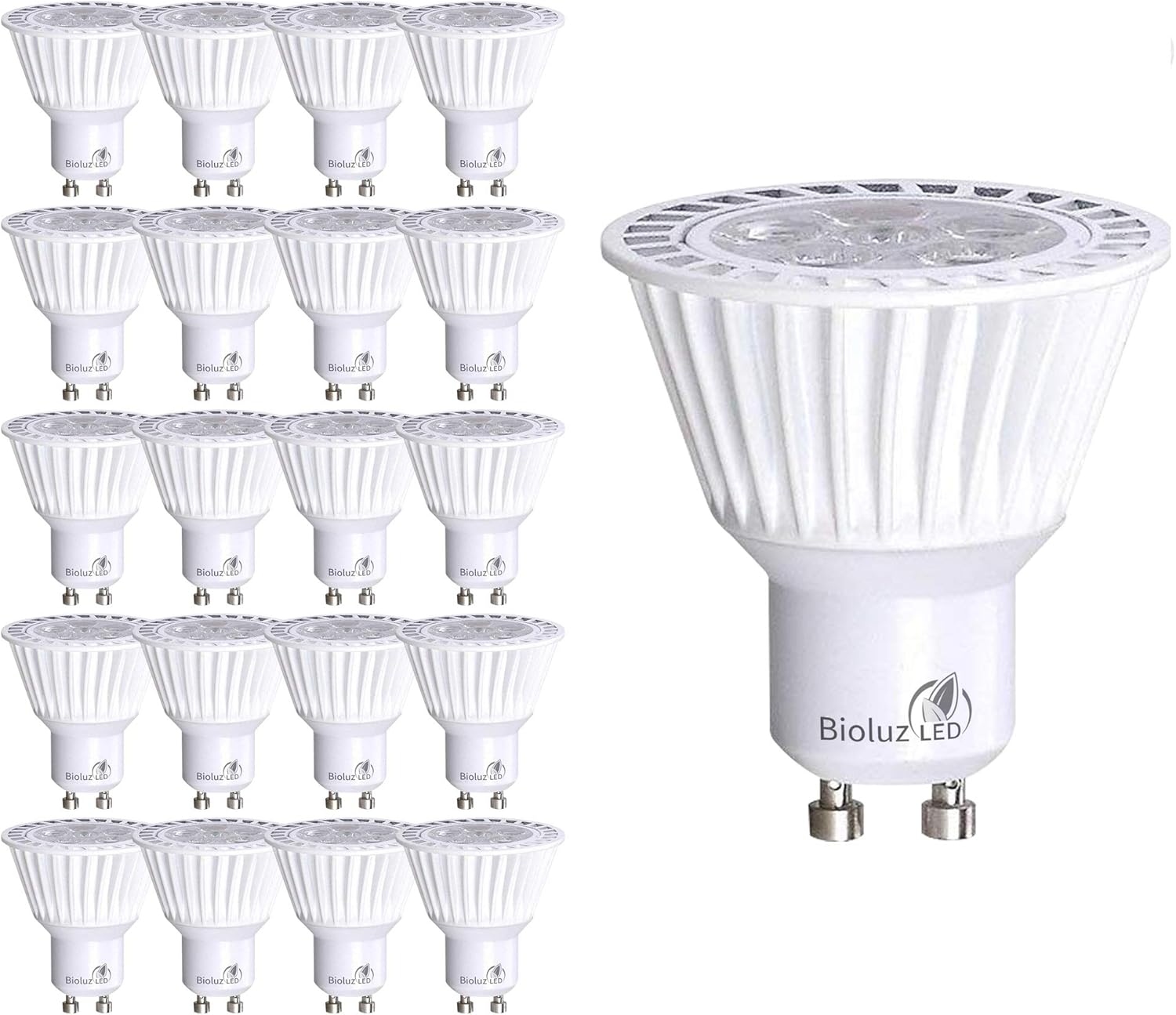 Bioluz LED GU10 Dimmable Bulbs - 20 Pack Soft White Light