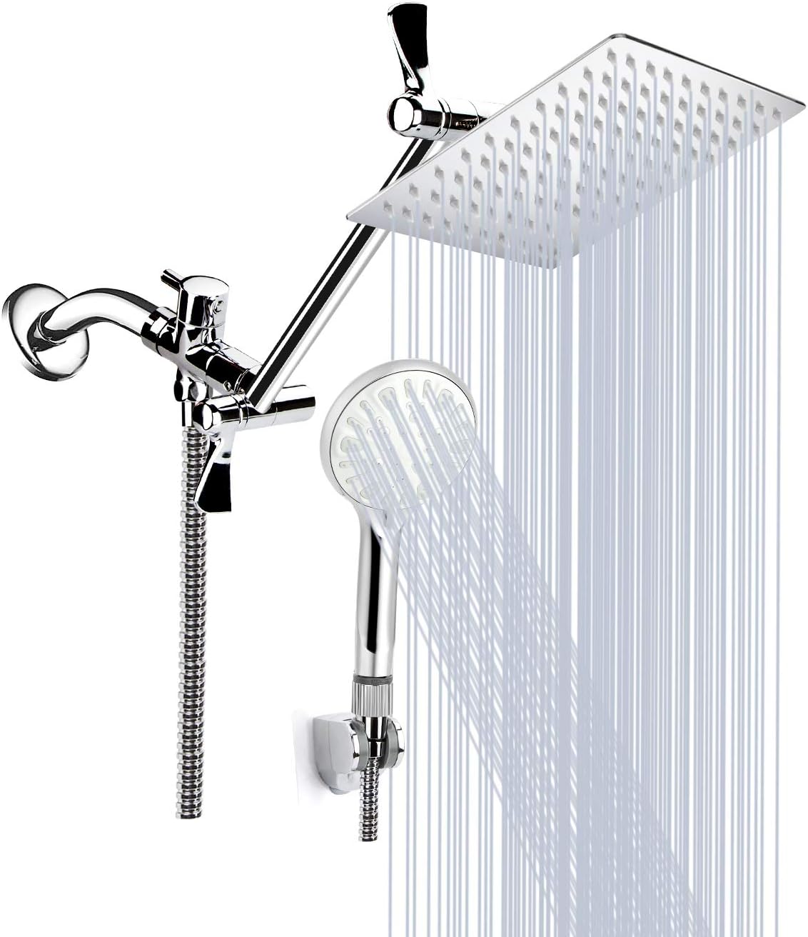 High Pressure Rainfall Shower Head Combo with Adjustable Arm