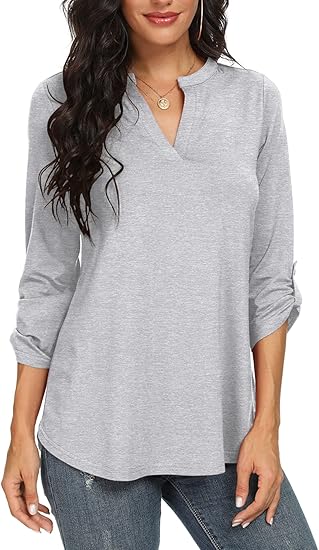 NILOUFO Womens Casual Summer Shirts Notch V Neck Blouses Review