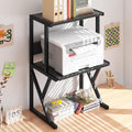 Desktop Printer Stand with 3 Tier Wood Storage Shelves - Space Saver