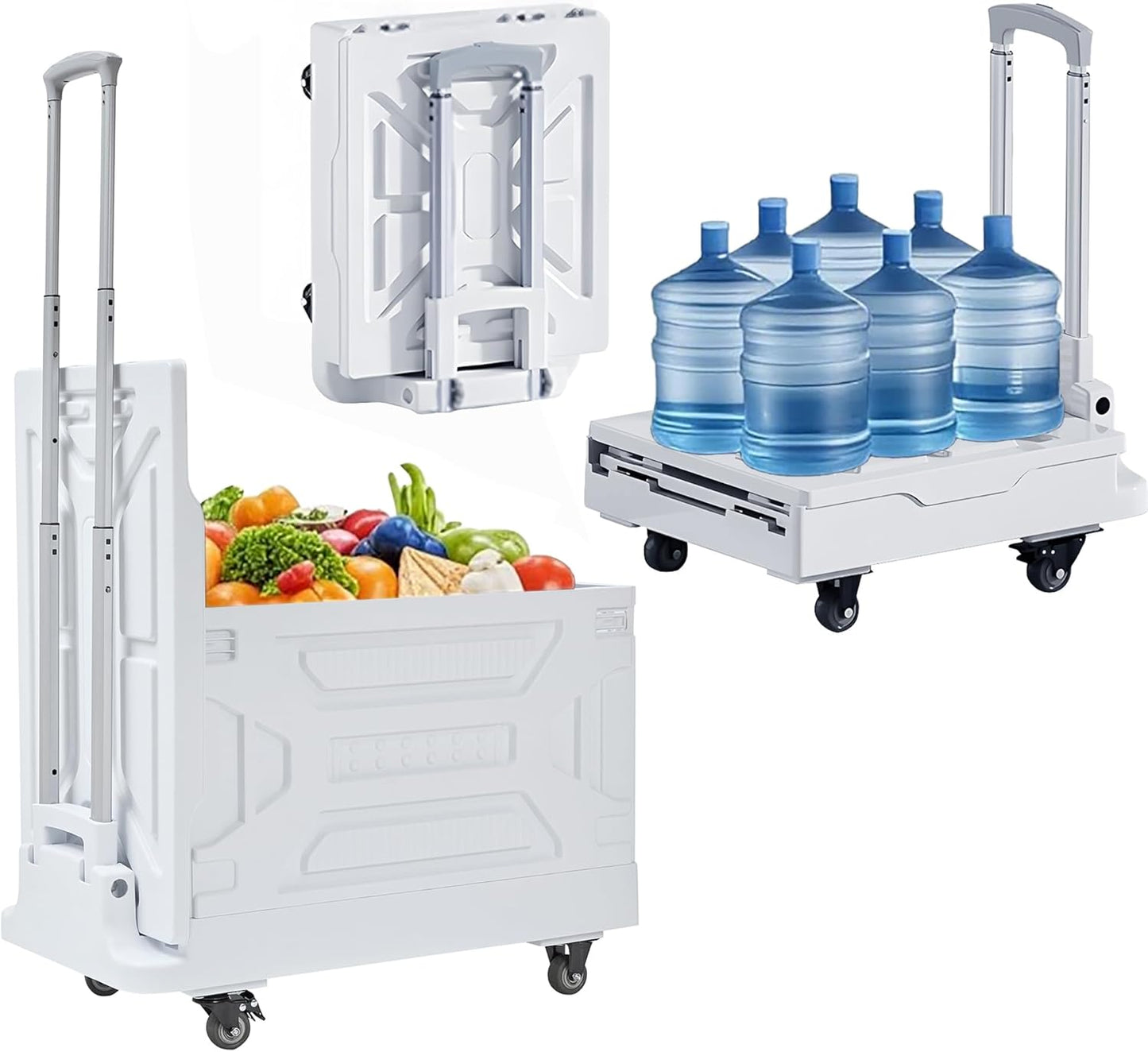 VECELO Foldable Shopping Cart with Wheels for Groceries