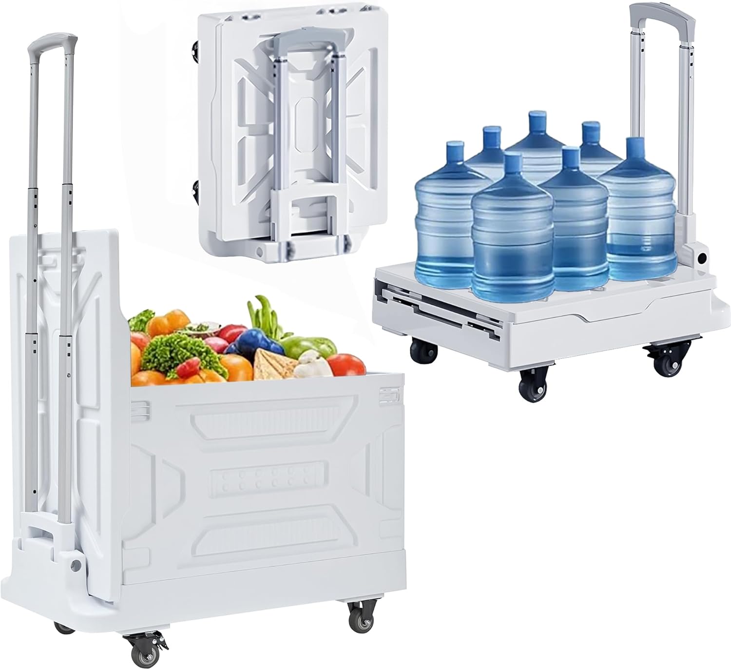 VECELO Foldable Shopping Cart with Wheels for Groceries
