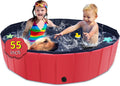 Foldable Dog Pool 55 in x 12 in - Collapsible Hard Plastic Kiddie Pool