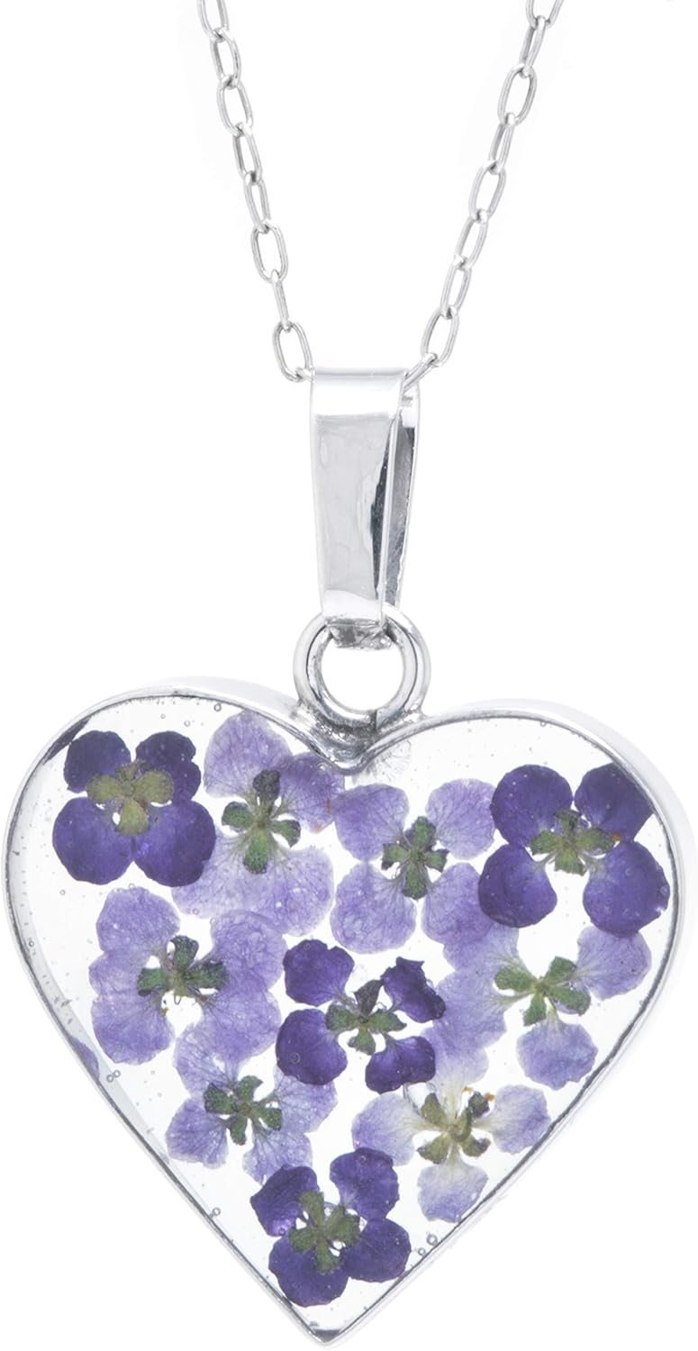 Sterling Silver Pressed Flower Heart Pendant Necklace Review