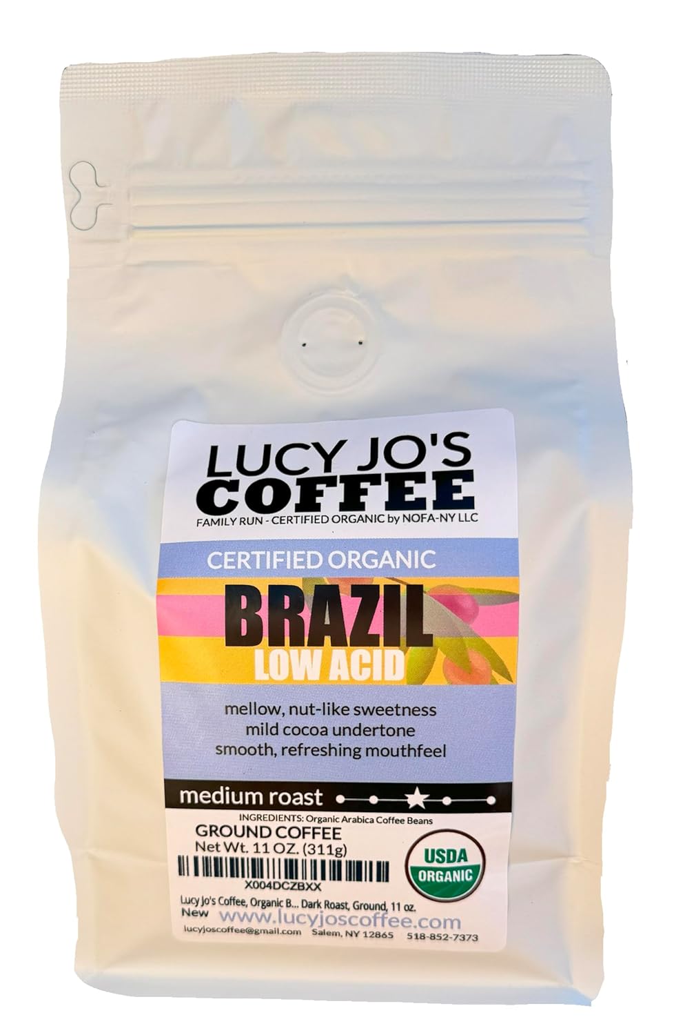 Organic Brazil Low Acid Medium Roast Ground Coffee