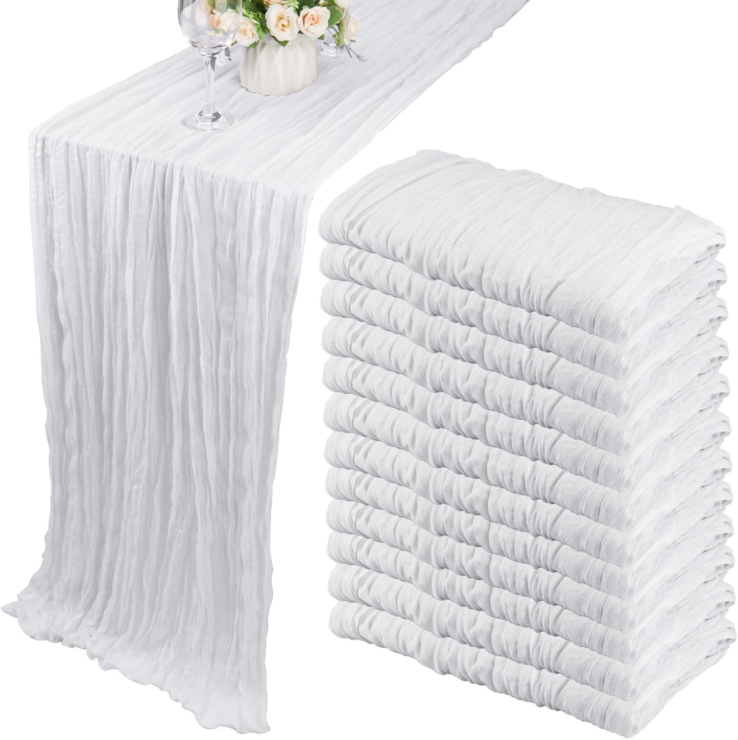 12 Pack 10Ft Cheesecloth Table Runner for Elegant Events