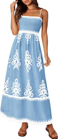 Summer Dress for Women Floral Sundress Spaghetti Strap Flowy Maxi S=US